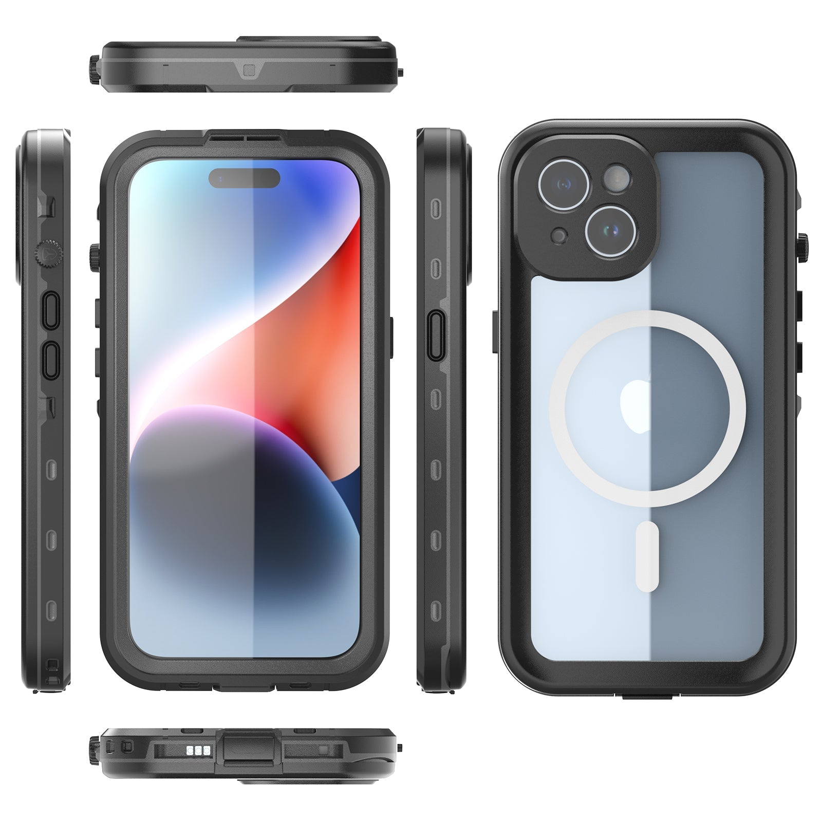 Apple Accessories-[Magsafe Compatible] Apple iPhone 15/15 Plus/15 Pro/15 Pro Max Redpepper Full Covered Waterproof Heavy Duty Tough Armor Case