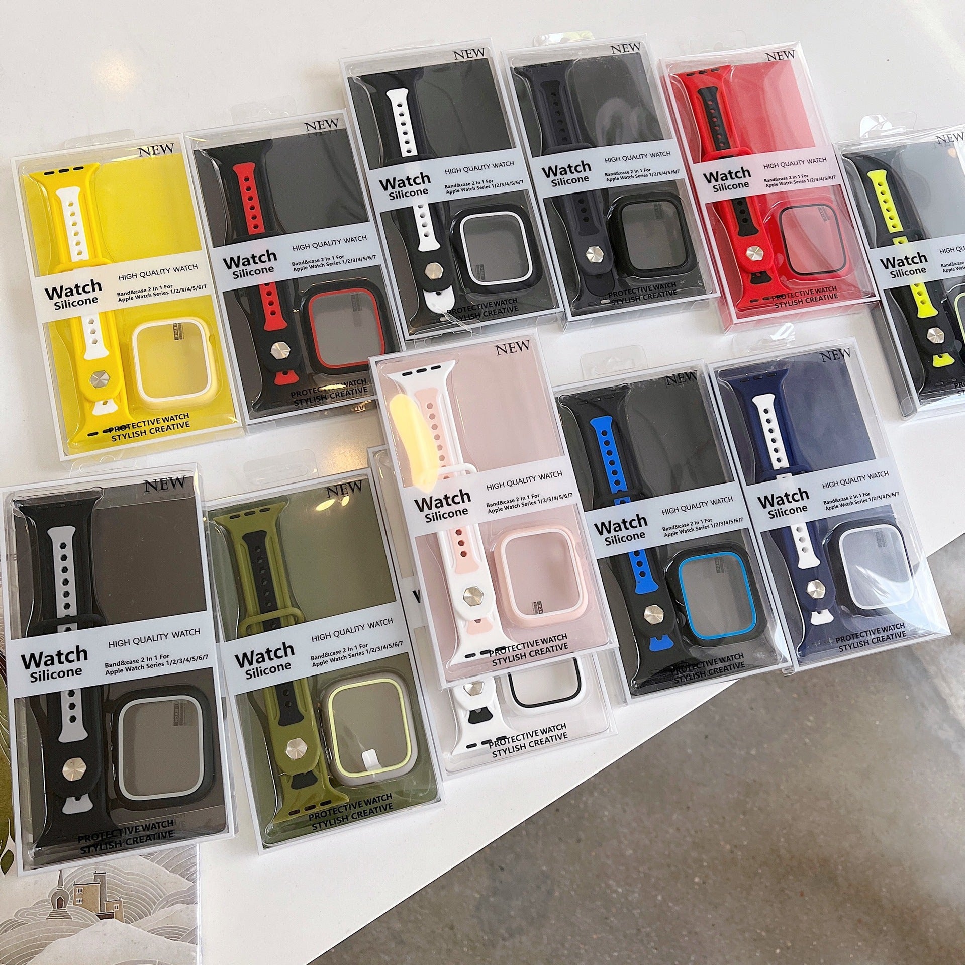 Apple Accessories-3 in 1 - Case + Protector + Band Apple Watch Series 1/2/3 38mm & 42mm Full Covered Sport Silicone Fashion Protection Bundle