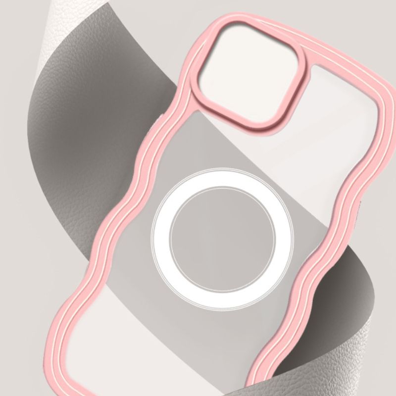 Apple Accessories-[MagSafe Compatible][Wave Series] Apple iPhone 15/15 Plus/15 Pro/Max Magnetic Transparent Case Cover