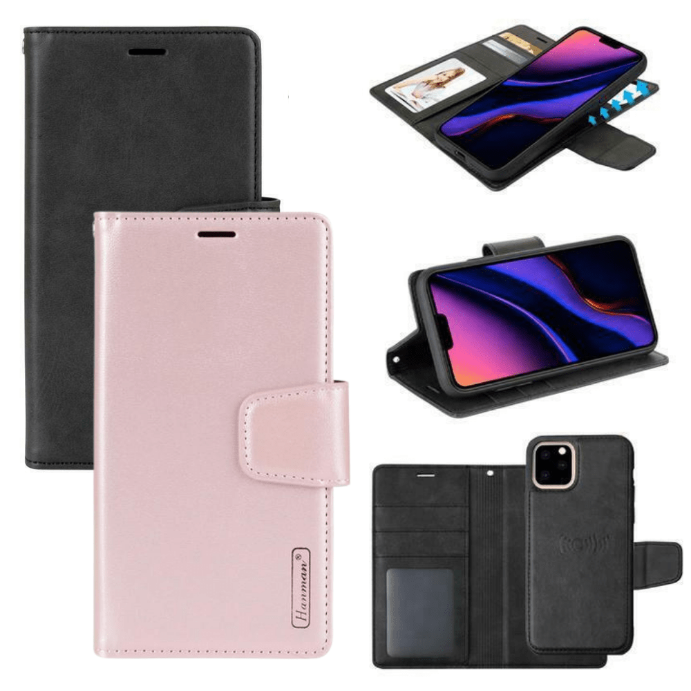 Apple Accessories-[2 in 1 Magnetic Detachable] Apple iPhone 13/Mini/Pro/Max Hanman Flip Wallet Leather Case