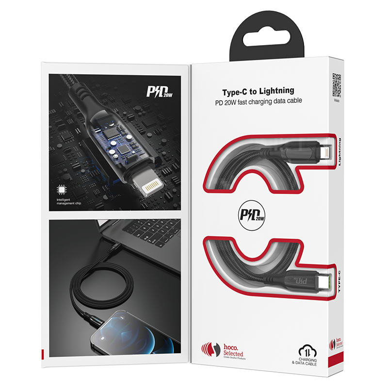 Apple Accessories-S51Type-C To LightningLED Display HOCO Extreme Explorer 20W Super Fast PD Charging Data Sync USB Cable For Apple Device