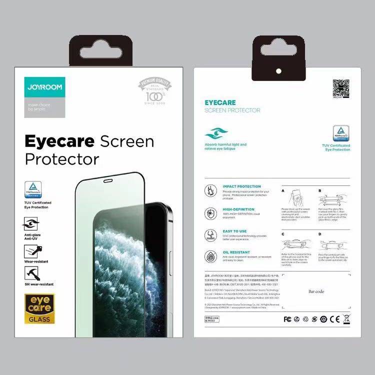 Apple Accessories-[9D Full Covered][Eyecare Green Light Filter] Joyroom Apple iPhone 12/Mini/Pro/Max Full Covered 9HTempered Glass Screen Protector