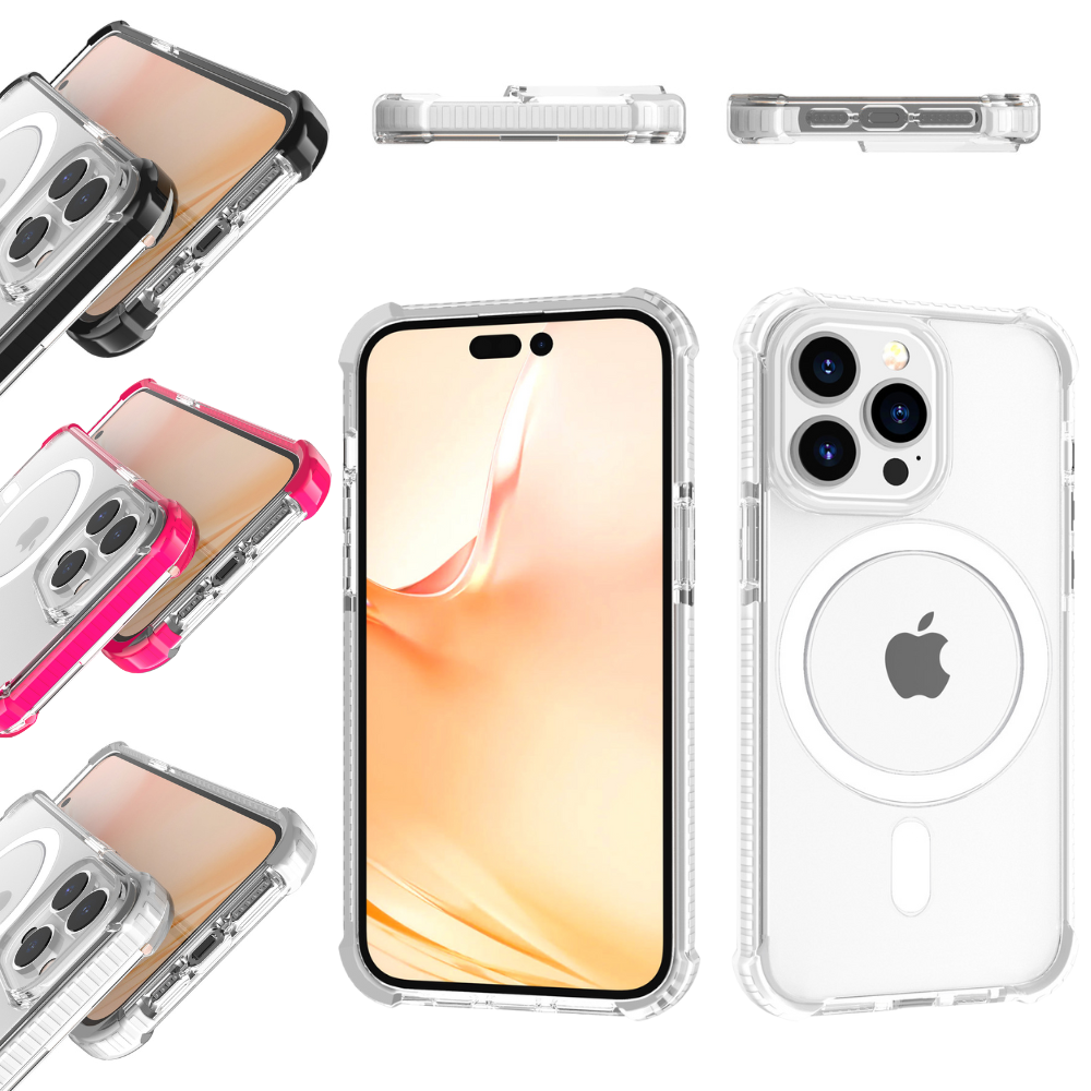 Apple Accessories-[Magsafe Compatible] YUVAL Apple iPhone 14/14 Plus/14 Pro/14 Pro Max Magnetic Transparent Rugged Clear Shockproof Case Cover