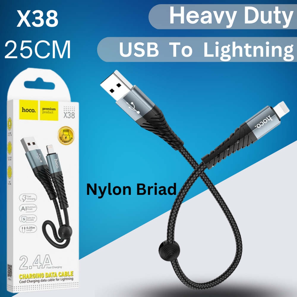 Apple Accessories-X3825CM ShortHeavy DutyUSB To Lightning HOCO Universal Traveling Fast Charging USB Cable For Apple Lightning Device