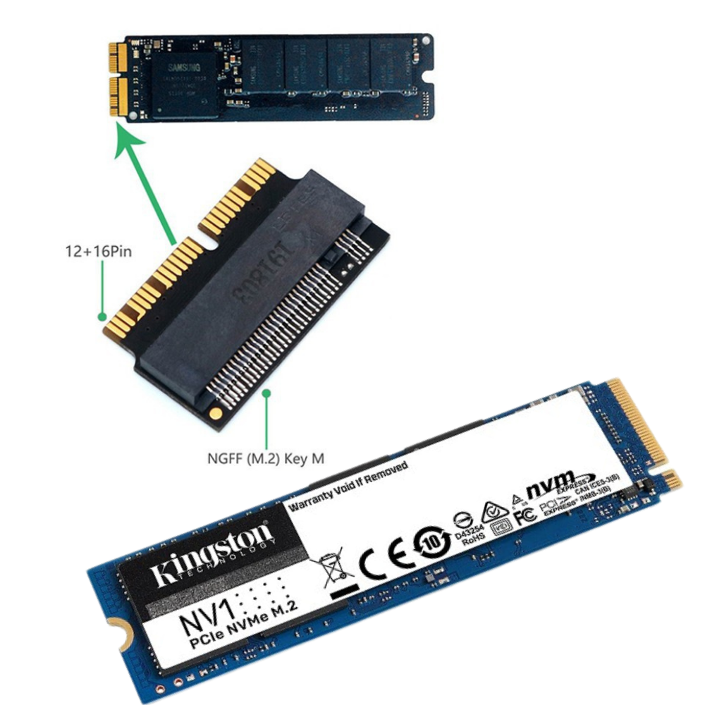 Apple Accessories-NVMe PCIe M.2 SSD Hard Drive Adapter For Apple MacBook Air A1465/A1466 (2013 - 2017) & MacBook Pro A1398/A1502 (2013-2015)