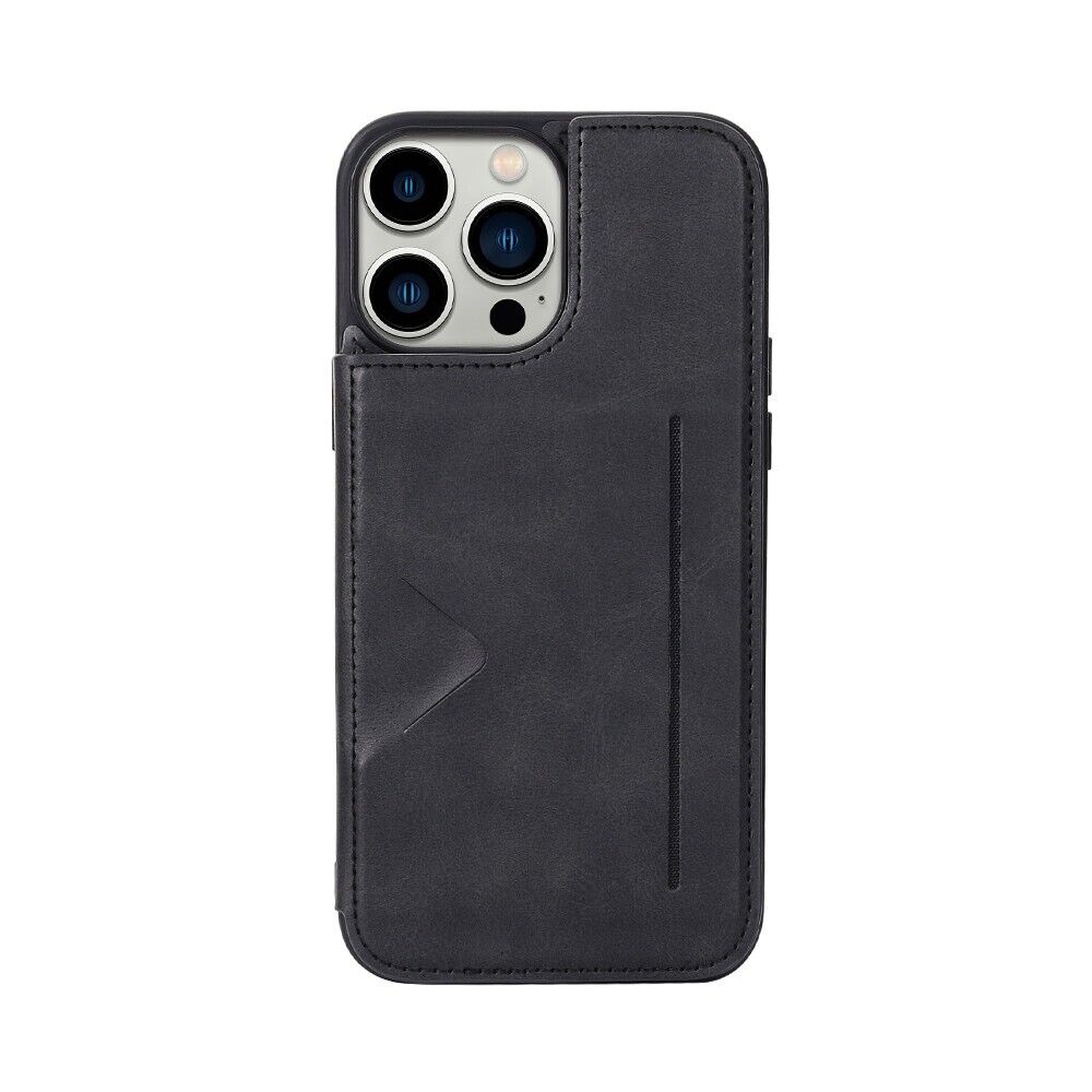 Apple Accessories-[Built-in Card Slot] Apple iPhone 14/14 Plus/14 Pro/14 Pro Max Hanman Mika Magnetic Back Leather Case