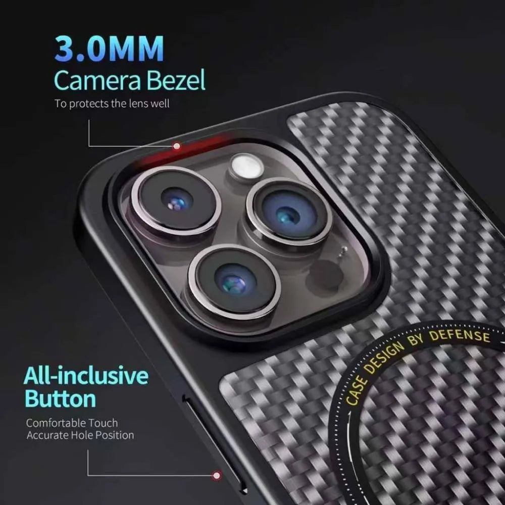 Apple Accessories-[Magsafe Compatible] Apple iPhone 14/14 Plus/14 Pro/Max Defense Carbon Heavy Duty Case